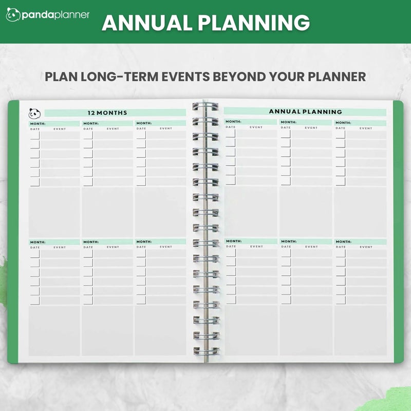 Panda Planner 2026 Undated Daily Planner 5.75" x 8.25" â€“ 90-Day Spiral Productivity & ADHD Planner with Hourly Schedule, Habit Tracker, To-Do List & Monthly Calendar â€“ Panda Journal for Home & Office (Green) - Image 5